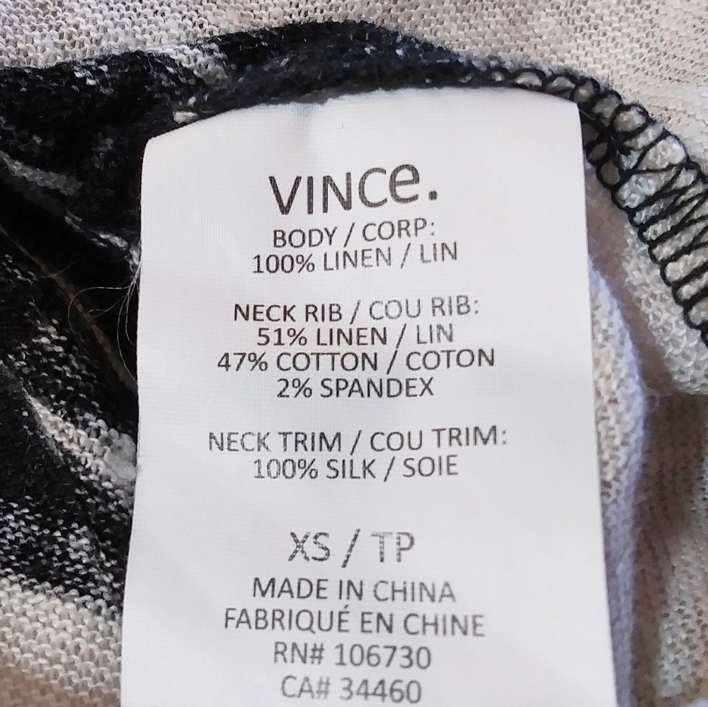 Vince Abstract Line Short Sleeve Tee Linen Top - Picture 8 of 8